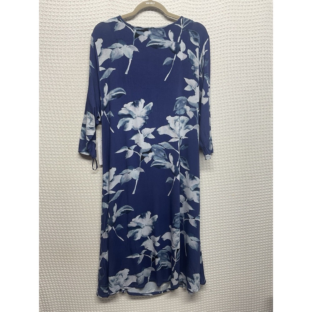 Soft Surroundings Womens Navy Blue Hyannis Rose Floral Faux Wrap Dress Size 2X - Picture 15 of 16